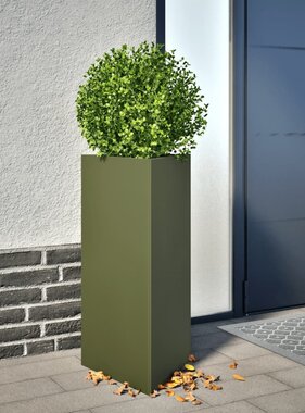 VidaXL Plantenbakken 2 st driehoek 40x34,5x70 cm staal olijfgroen