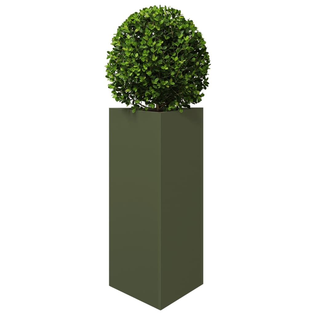 VidaXL Plantenbakken 2 st driehoek 40x34,5x70 cm staal olijfgroen
