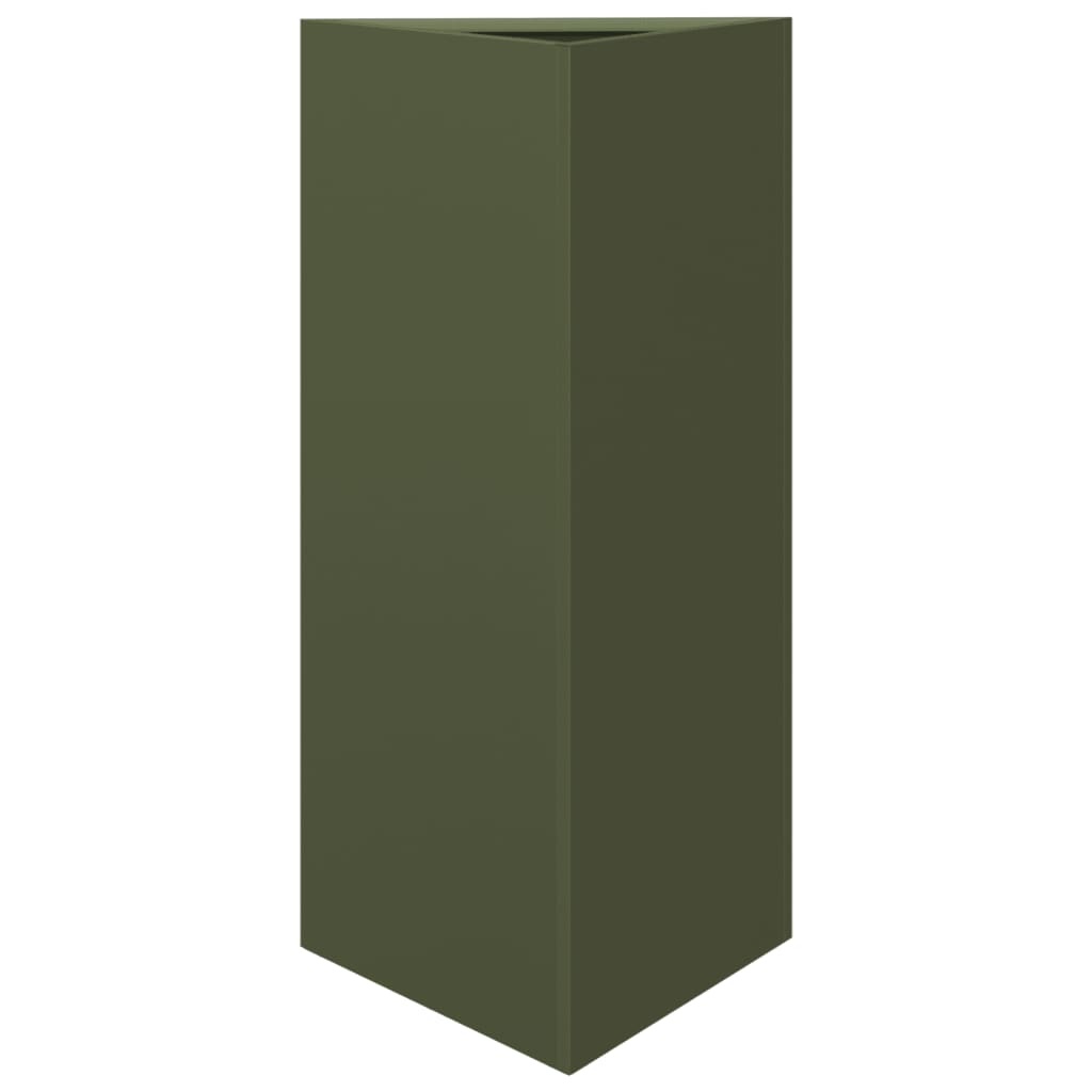 VidaXL Plantenbakken 2 st driehoek 40x34,5x70 cm staal olijfgroen