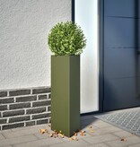 VidaXL Plantenbak driehoek 30x26x75 cm staal olijfgroen