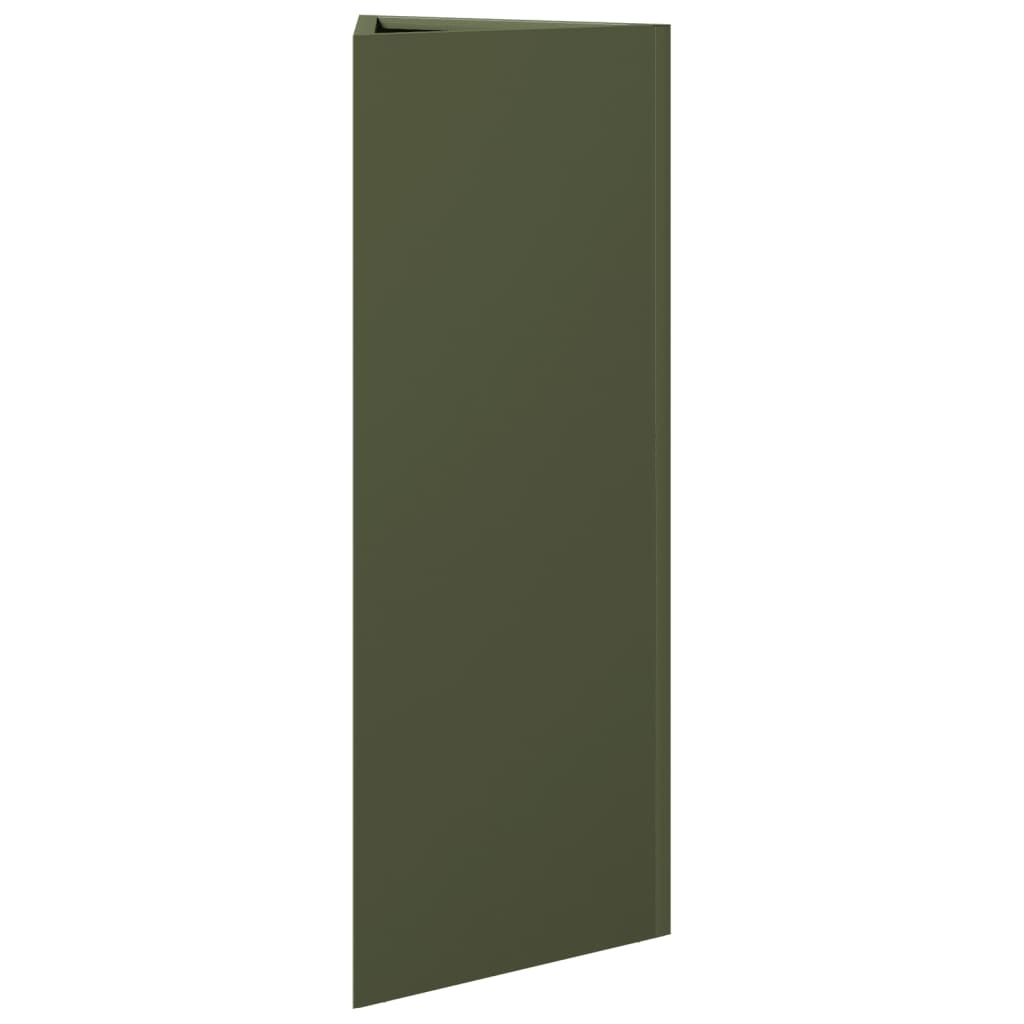 VidaXL Plantenbak driehoek 30x26x75 cm staal olijfgroen