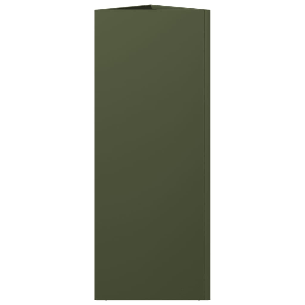VidaXL Plantenbak driehoek 30x26x75 cm staal olijfgroen