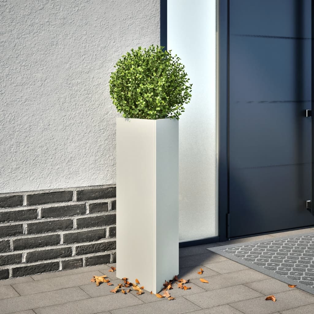 vidaXL Plantenbak driehoek 30x26x75 cm staal wit