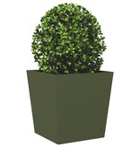 VidaXL Plantenbak 50x50x50 cm staal olijfgroen
