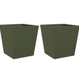 VidaXL Plantenbakken 2 st 40x40x40 cm staal olijfgroen