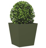 VidaXL Plantenbakken 2 st 40x40x40 cm staal olijfgroen