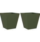 VidaXL Plantenbakken 2 st 30x30x30 cm staal olijfgroen