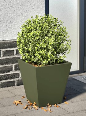VidaXL Plantenbak 30x30x30 cm staal olijfgroen