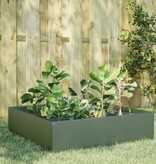 VidaXL Plantenbak verhoogd 100x100x25 cm staal olijfgroen