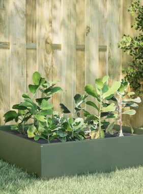 VidaXL Plantenbak verhoogd 100x100x25 cm staal olijfgroen
