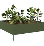 VidaXL Plantenbak verhoogd 100x100x25 cm staal olijfgroen