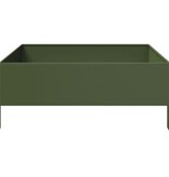 VidaXL Plantenbak verhoogd 100x100x25 cm staal olijfgroen
