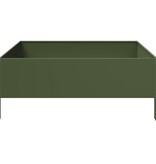 VidaXL Plantenbak verhoogd 100x100x25 cm staal olijfgroen