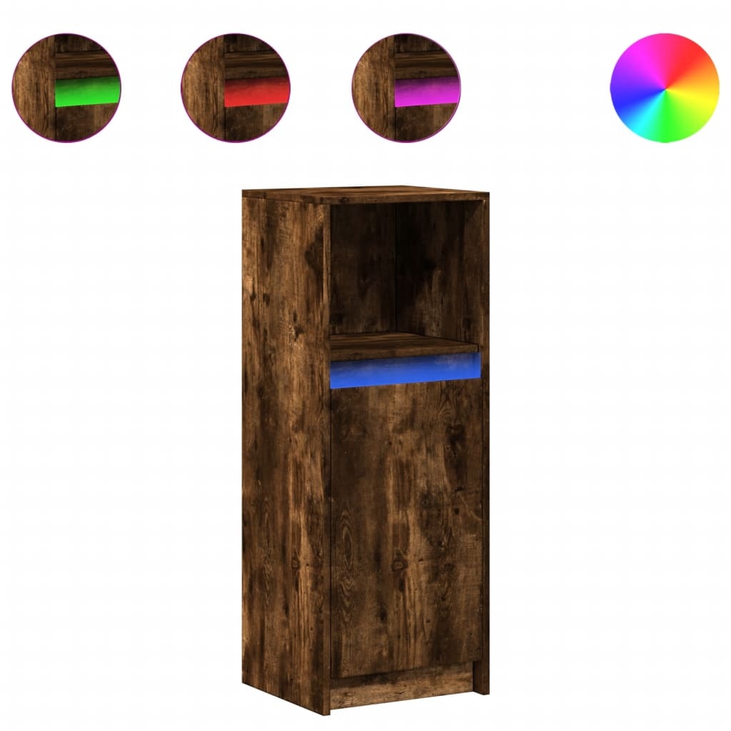 VidaXL Dressoir met LED 38x34x100 cm bewerkt hout gerookt eikenkleurig