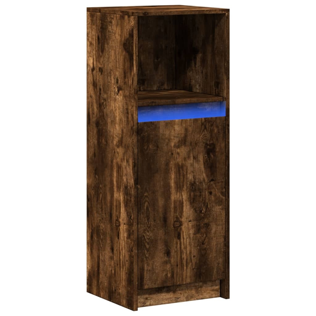 VidaXL Dressoir met LED 38x34x100 cm bewerkt hout gerookt eikenkleurig