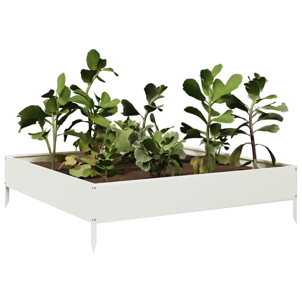 VidaXL Plantenbak verhoogd 100x100x26 cm staal wit
