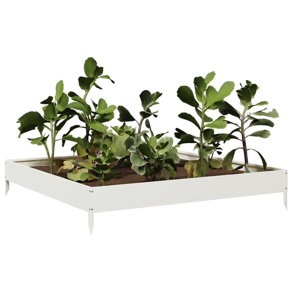 VidaXL Plantenbak verhoogd 100x100x18,5 cm staal wit
