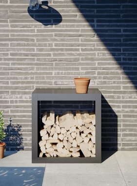 VidaXL Haardhoutrek 60x40x60 cm staal antracietkleurig