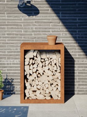 VidaXL Haardhoutrek 60x40x80 cm cortenstaal