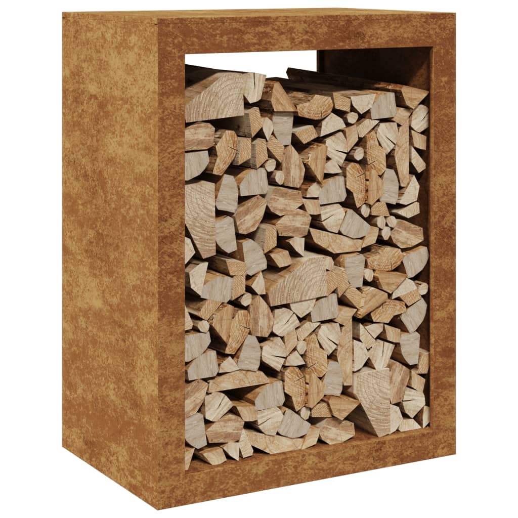 VidaXL Haardhoutrek 60x40x80 cm cortenstaal