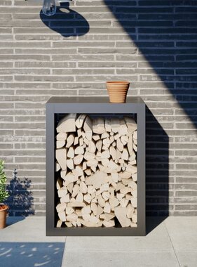 VidaXL Haardhoutrek 60x40x80 cm staal antracietkleurig