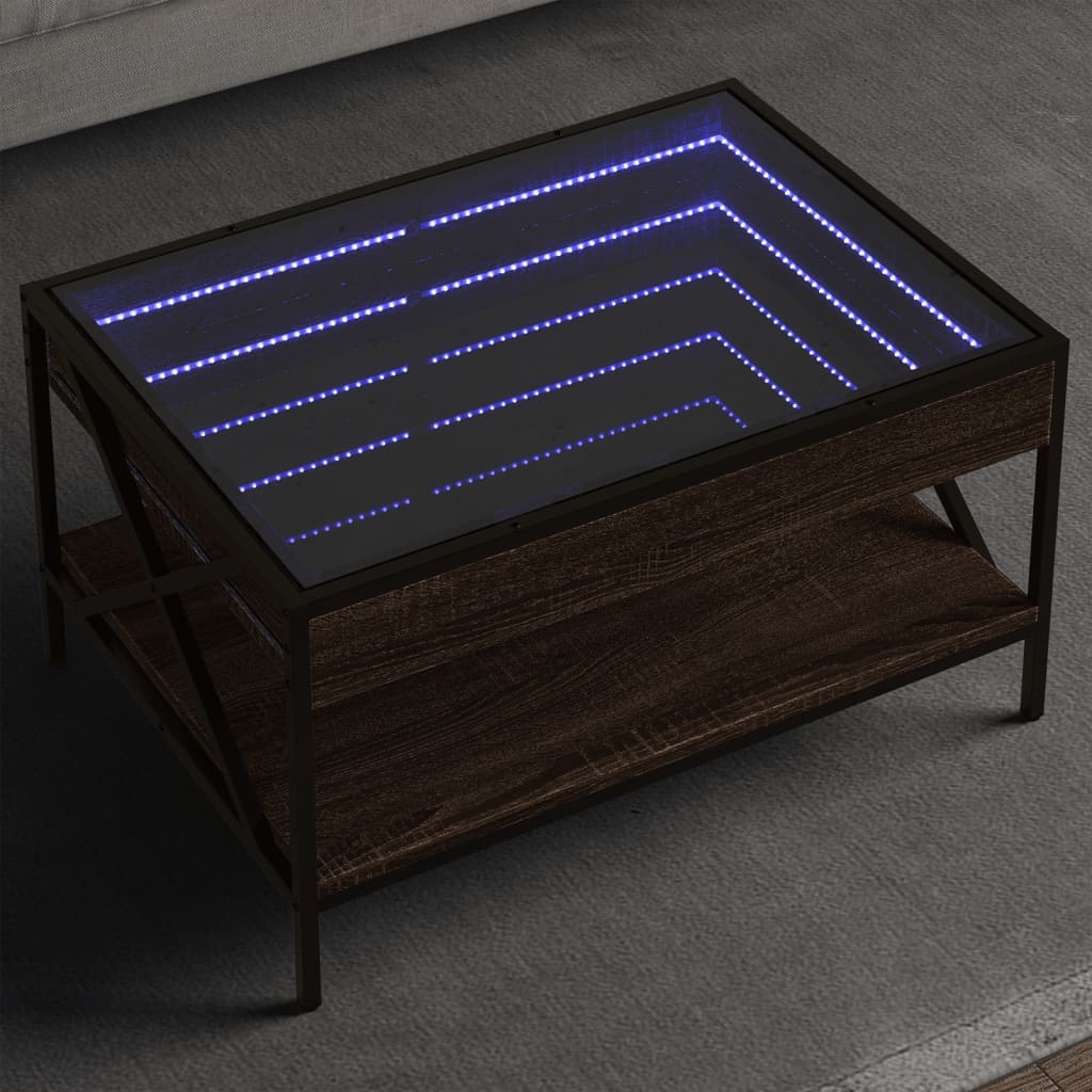 VidaXL Salontafel met Infinity LED 70x50x38 cm bruin eikenkleurig