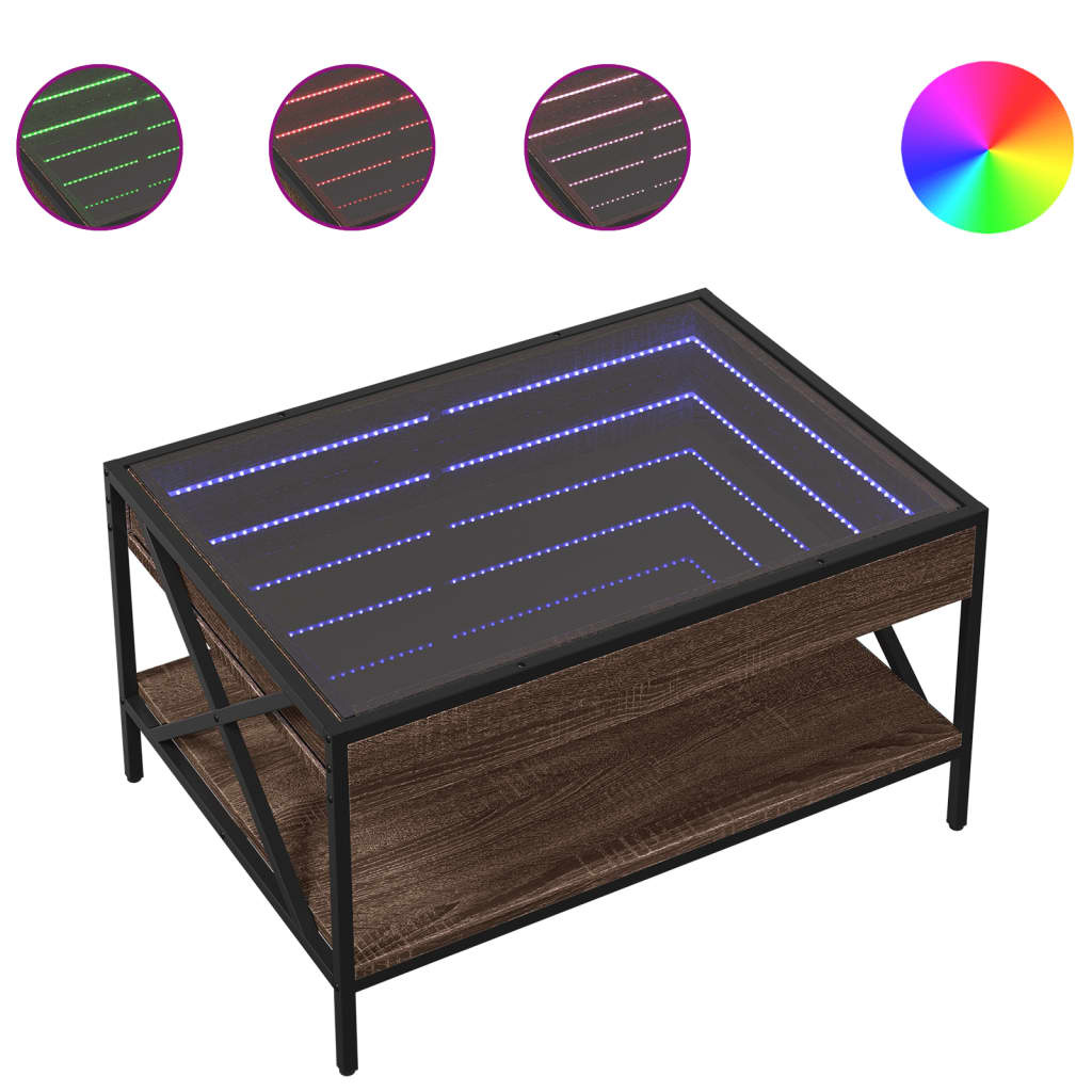VidaXL Salontafel met Infinity LED 70x50x38 cm bruin eikenkleurig