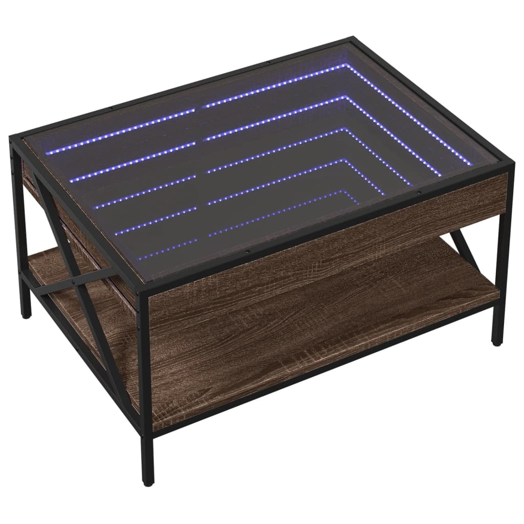 VidaXL Salontafel met Infinity LED 70x50x38 cm bruin eikenkleurig