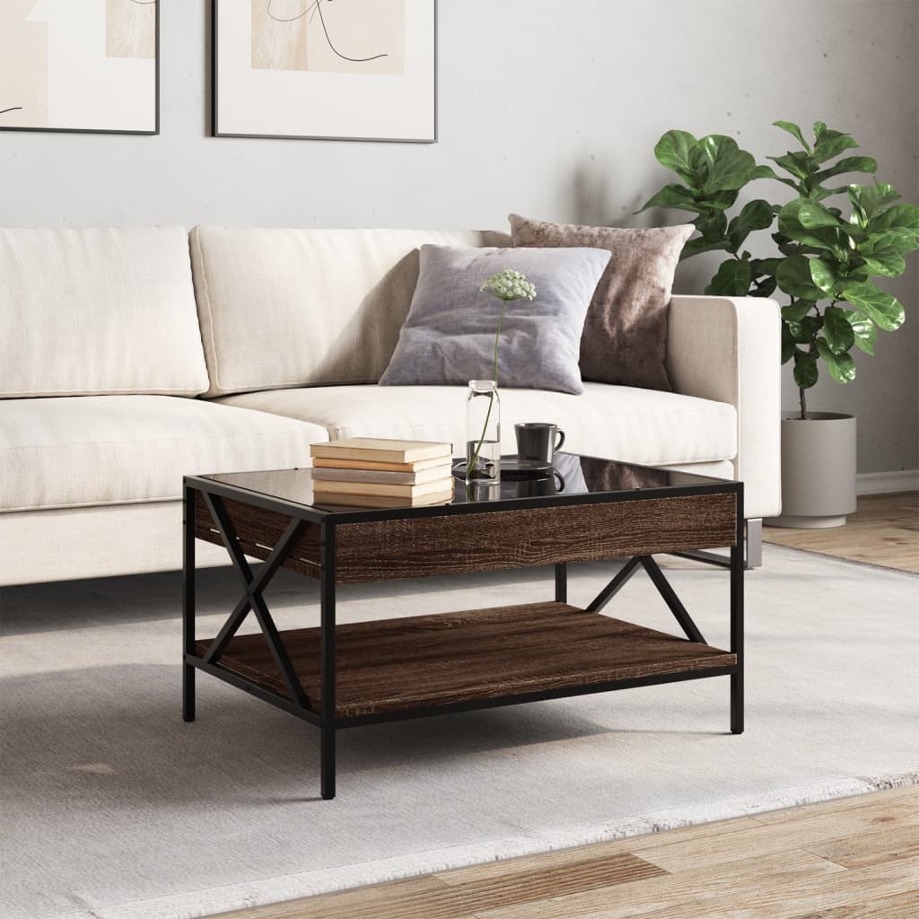 VidaXL Salontafel met Infinity LED 70x50x38 cm bruin eikenkleurig