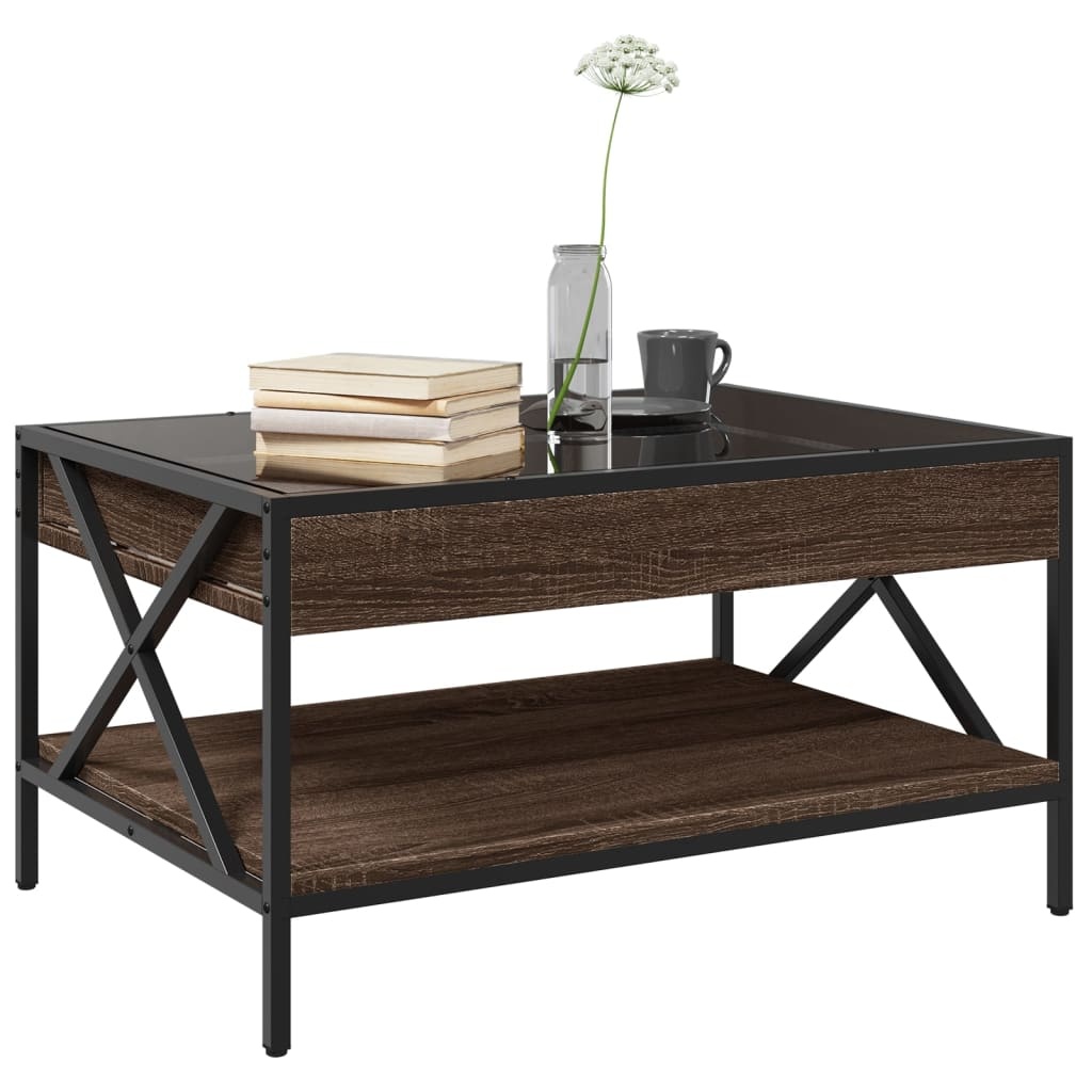VidaXL Salontafel met Infinity LED 70x50x38 cm bruin eikenkleurig