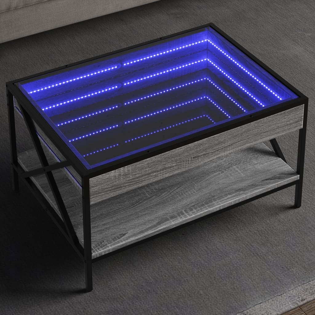 VidaXL Salontafel met Infinity LED 70x50x38 cm grijs sonoma eikenkleur