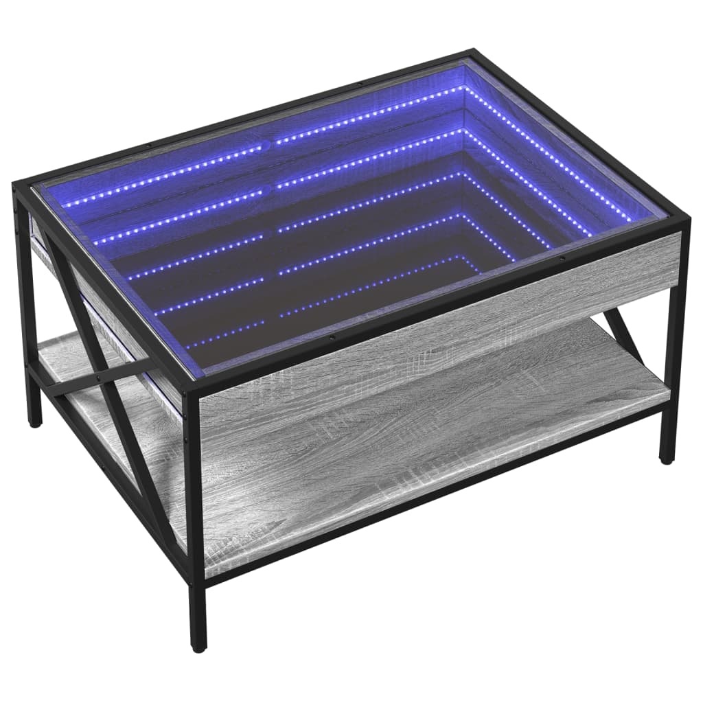 VidaXL Salontafel met Infinity LED 70x50x38 cm grijs sonoma eikenkleur
