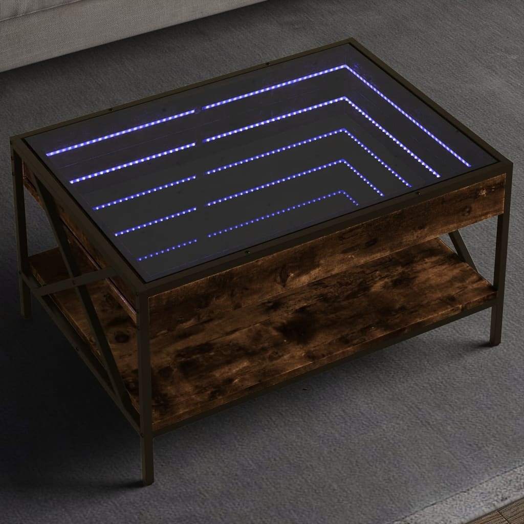 VidaXL Salontafel met Infinity LED 70x50x38 cm gerookt eikenkleurig