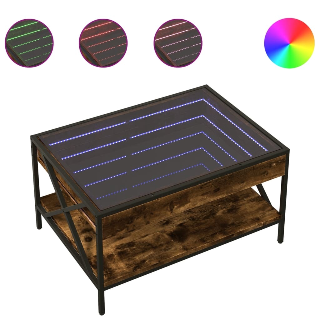 VidaXL Salontafel met Infinity LED 70x50x38 cm gerookt eikenkleurig