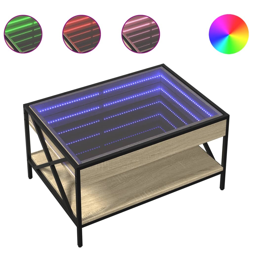 VidaXL Salontafel met Infinity LED 70x50x38 cm sonoma eikenkleurig