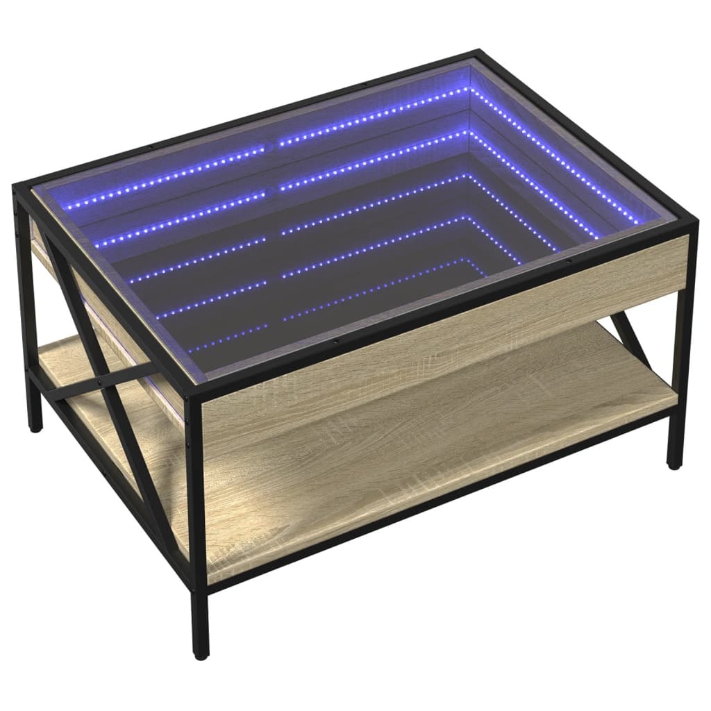 VidaXL Salontafel met Infinity LED 70x50x38 cm sonoma eikenkleurig