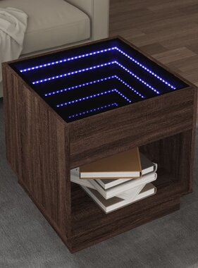 VidaXL Salontafel met Infinity LED 50x50x50 cm bruin eikenkleurig