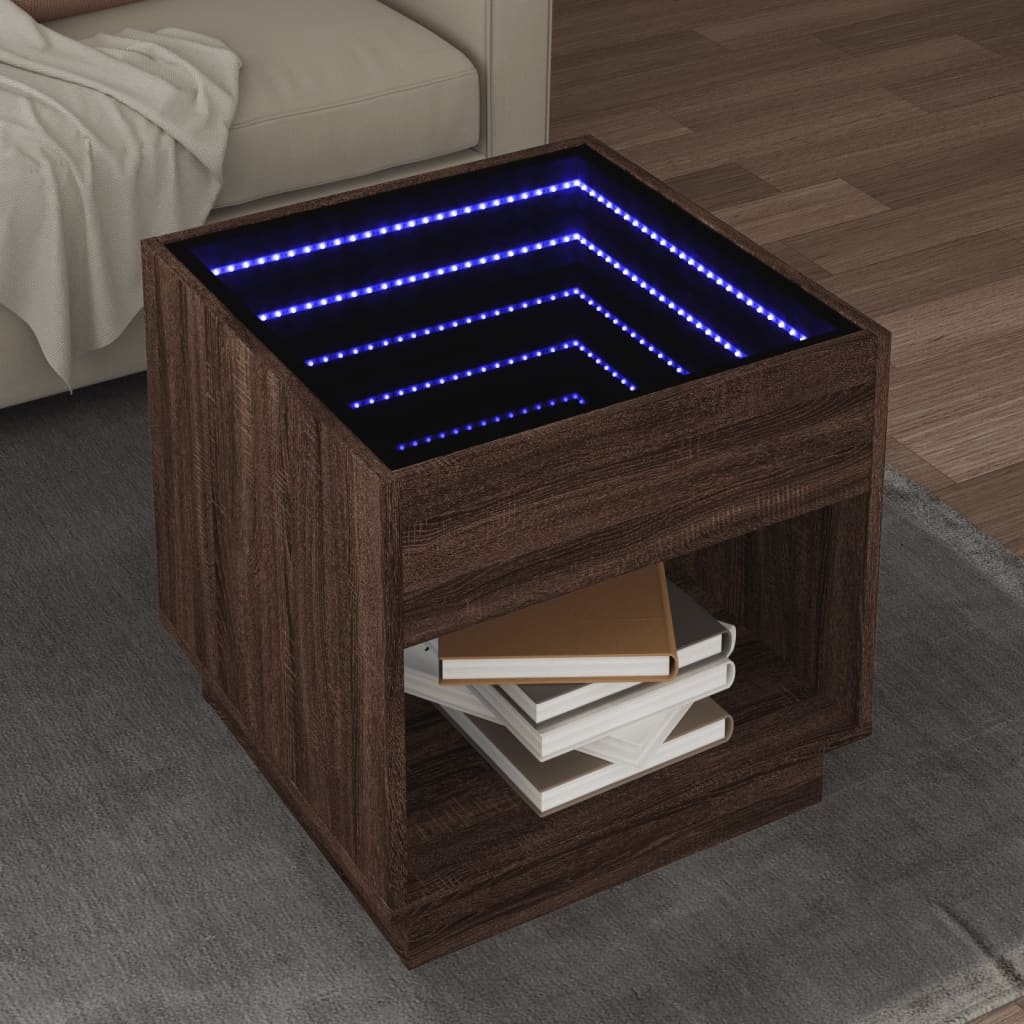 VidaXL Salontafel met Infinity LED 50x50x50 cm bruin eikenkleurig