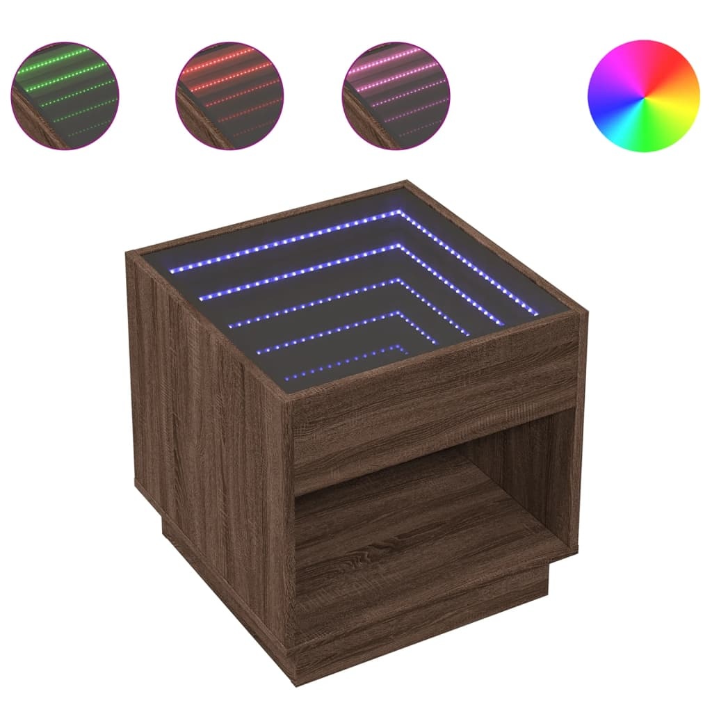 VidaXL Salontafel met Infinity LED 50x50x50 cm bruin eikenkleurig