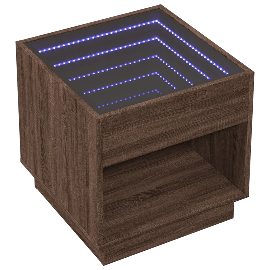VidaXL Salontafel met Infinity LED 50x50x50 cm bruin eikenkleurig