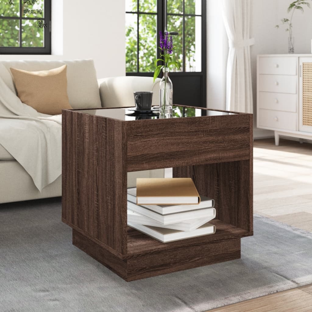 VidaXL Salontafel met Infinity LED 50x50x50 cm bruin eikenkleurig