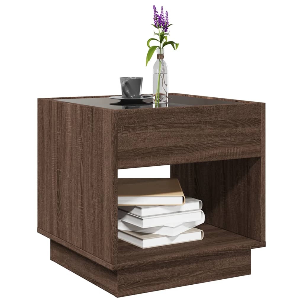 VidaXL Salontafel met Infinity LED 50x50x50 cm bruin eikenkleurig