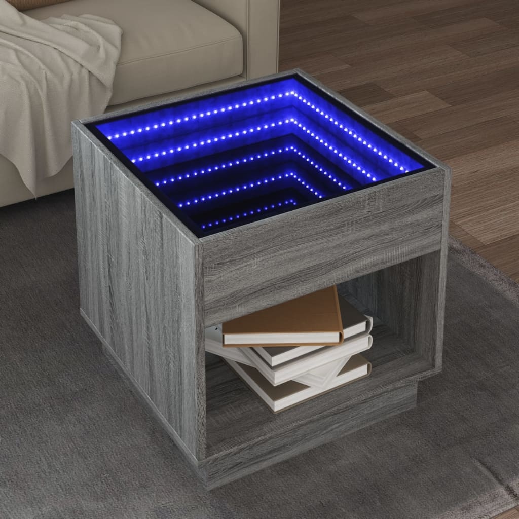 VidaXL Salontafel met Infinity LED 50x50x50 cm grijs sonoma eikenkleur