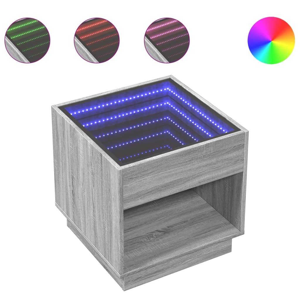 VidaXL Salontafel met Infinity LED 50x50x50 cm grijs sonoma eikenkleur