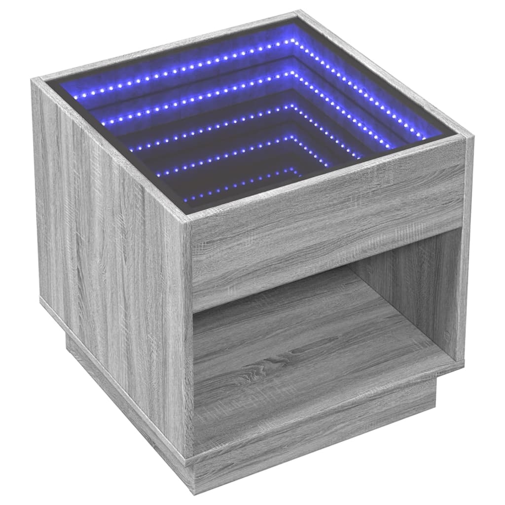 VidaXL Salontafel met Infinity LED 50x50x50 cm grijs sonoma eikenkleur