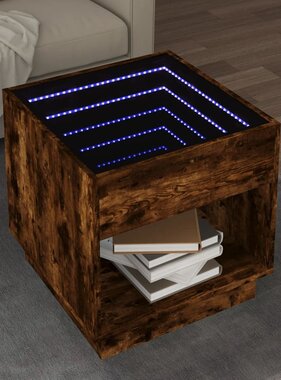 VidaXL Salontafel met Infinity LED 50x50x50 cm gerookt eikenkleurig