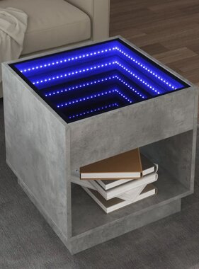 VidaXL Salontafel met Infinity LED 50x50x50 cm betongrijs