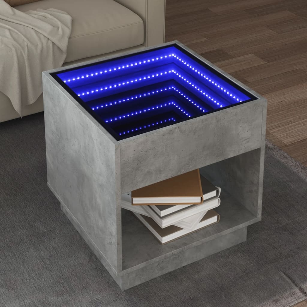 VidaXL Salontafel met Infinity LED 50x50x50 cm betongrijs