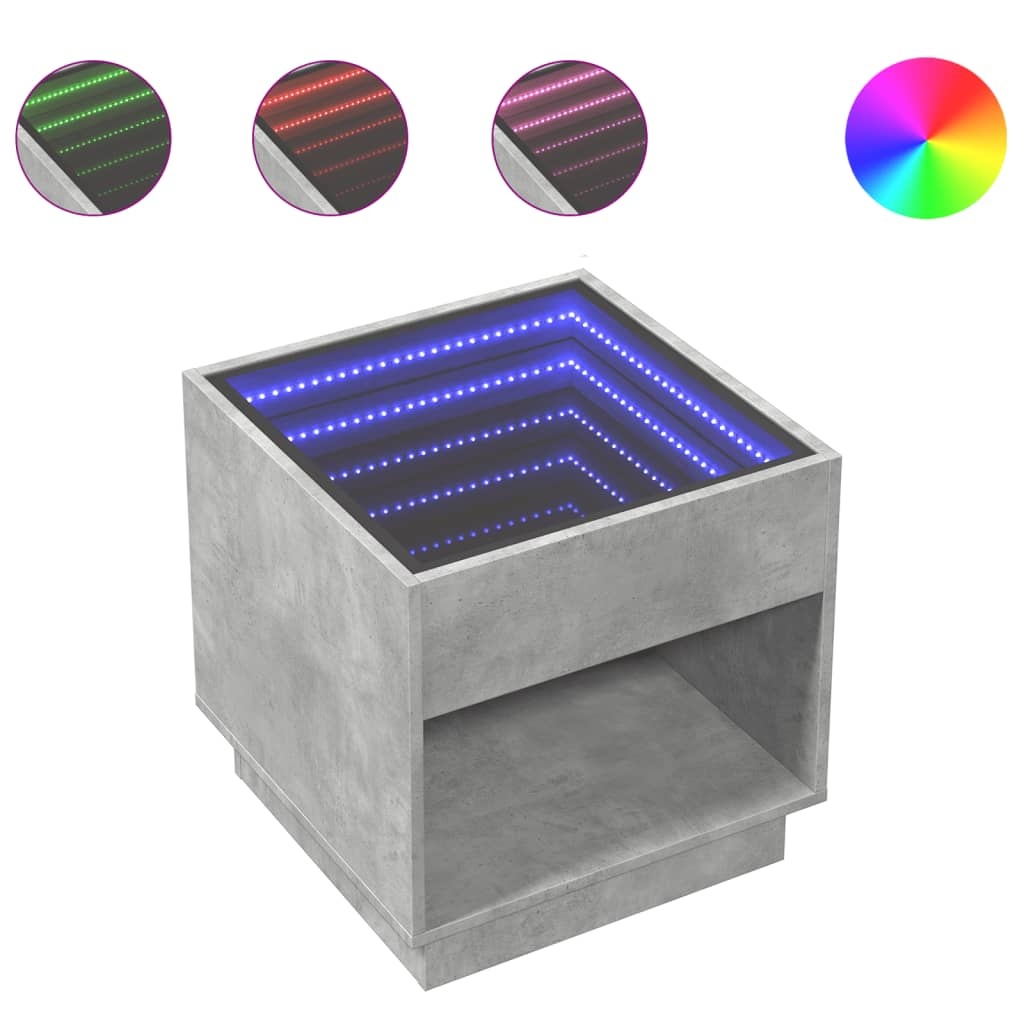 VidaXL Salontafel met Infinity LED 50x50x50 cm betongrijs