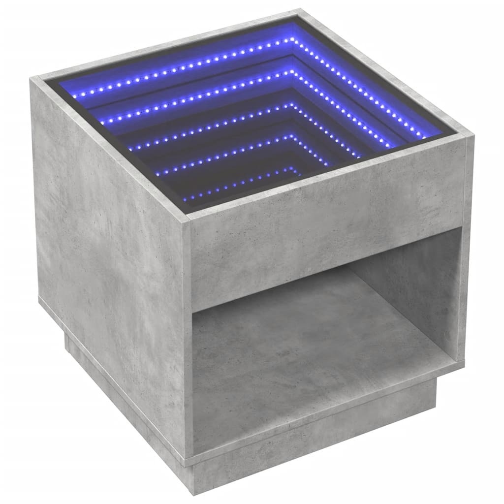VidaXL Salontafel met Infinity LED 50x50x50 cm betongrijs